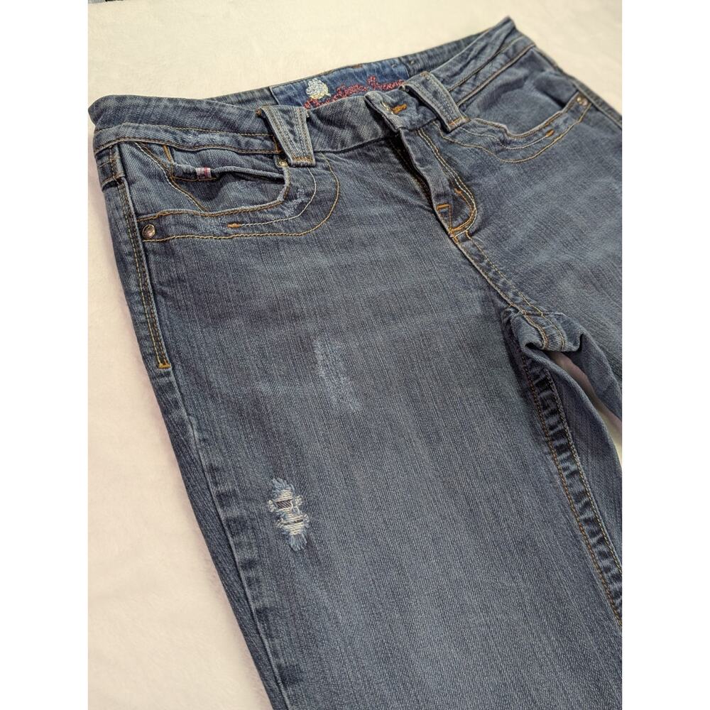VTG Candie's Y2K Embroidered Distressed Straight Leg Jeans Med Wash Jr Sz 9 - Picture 6 of 16